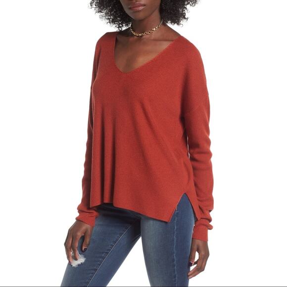 BP. V-Neck Pullover Sweater Red Ochre Size Small - Picture 1 of 8